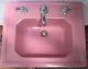 1931 Art Deco Standard Pink Pedestal Sink 2 Pc Faucet Handles Sinks photo 2