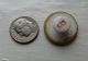 Small Antique Collectible Handpainted Porcelain Button Pink Roses Beading 13/16 