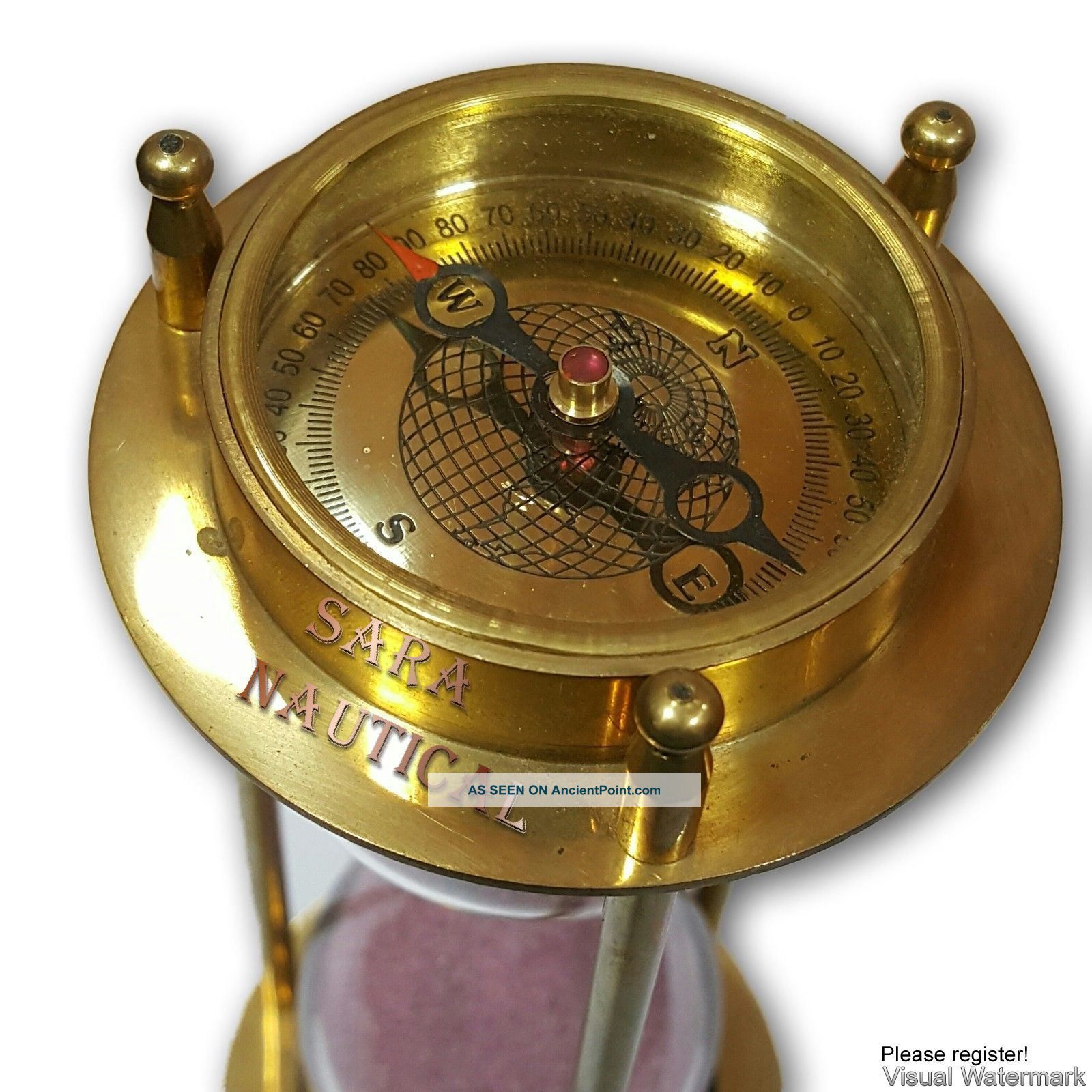 Nautical Marine Collectible Art Vintage Antique Compass Timer Sand Clock Telescopes photo