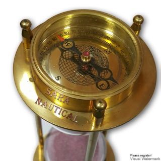 Nautical Marine Collectible Art Vintage Antique Compass Timer Sand Clock photo
