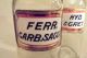 Pair Pharmacy Bottle,  Antique,  ' Hyd.  Gret & Ferr Carb.  ' Glass Label,  Stopper, Other Antique Science Equip photo 2