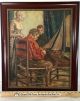 Vintage Oil Painting Of Victorian Family Father Building Ship Model. Other Maritime Antiques photo 1