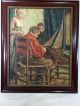 Vintage Oil Painting Of Victorian Family Father Building Ship Model. Other Maritime Antiques photo 6