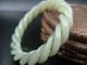 Antique Old Chinese Nephrite Celadon Jade 3 - Twisted Silk Bracelet Bracelets photo 1