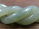 Antique Old Chinese Nephrite Celadon Jade 3 - Twisted Silk Bracelet Bracelets photo 4
