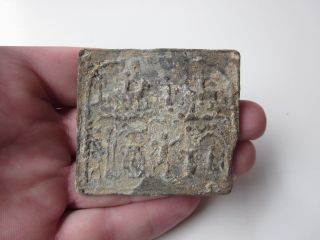 Roman Style Lead Votive Tablet - Embossed Figural photo
