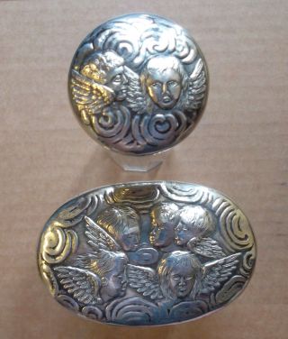 2 Glass Jars With Silver Lids Reynold ' S Angels - Birmingham 1898 Rare Maker photo