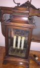 Antique Electric Wood/ Glass Flicker 3 Candle Light Mantle Lamp Italy Lamps photo 9