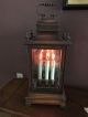 Antique Electric Wood/ Glass Flicker 3 Candle Light Mantle Lamp Italy Lamps photo 1