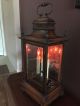 Antique Electric Wood/ Glass Flicker 3 Candle Light Mantle Lamp Italy Lamps photo 2