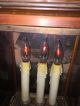 Antique Electric Wood/ Glass Flicker 3 Candle Light Mantle Lamp Italy Lamps photo 3