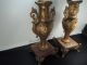 19c.  Pair French Bronzed Spelter & Marble Base Table Urns Mantel Vases Metalware photo 8