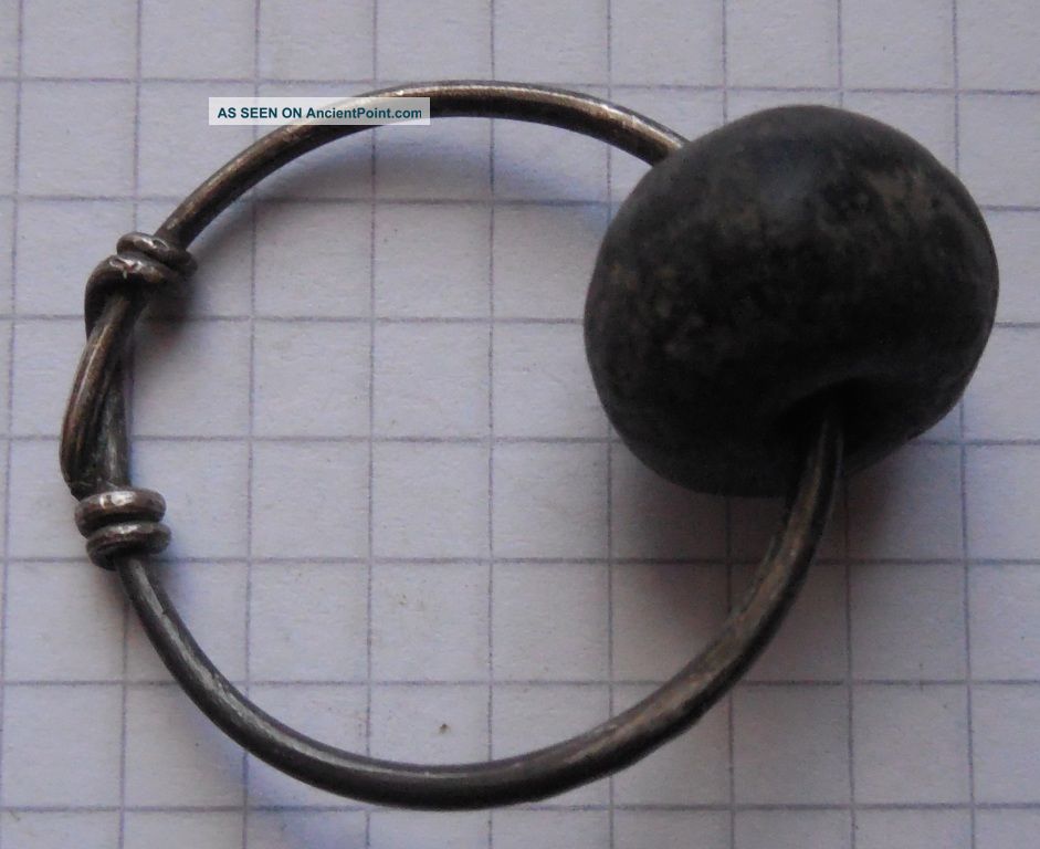 Celtic Period Big Silver Ring Decoration With Huge Bead Vf, Celtic photo