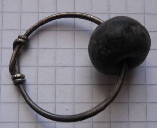 Celtic Period Big Silver Ring Decoration With Huge Bead Vf, photo