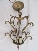 Vtg 1930s Cast Brass Chandelier Crystal Ceiling Light Fixture Spanish Chandeliers, Fixtures, Sconces photo 1