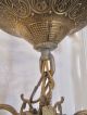 Vtg 1930s Cast Brass Chandelier Crystal Ceiling Light Fixture Spanish Chandeliers, Fixtures, Sconces photo 6