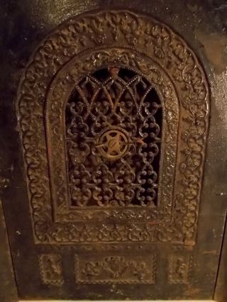 Antique Cast Iron Ornate Victorian Fireplace Surround & Summer Cover Insert Ny photo