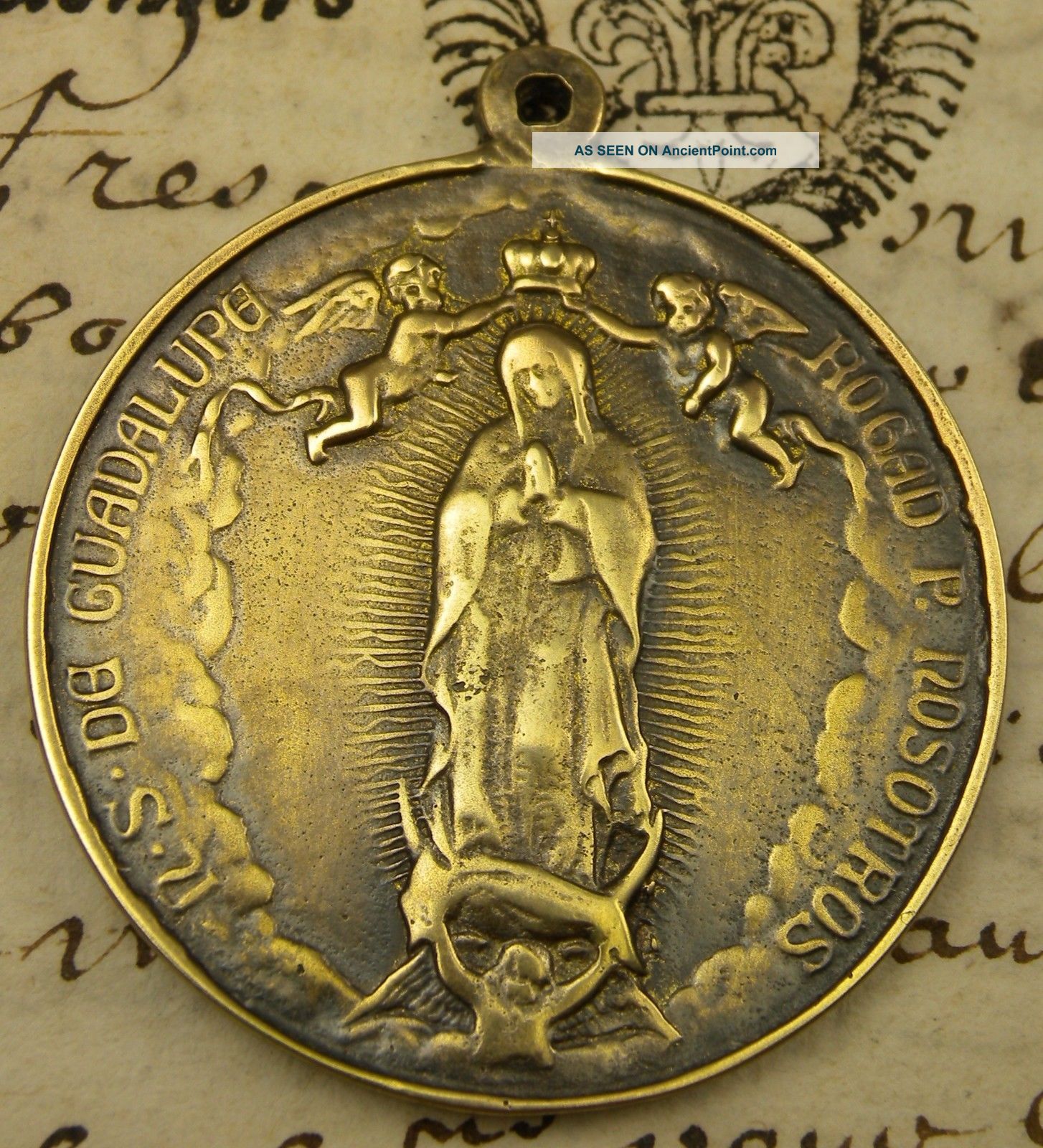 Antique Coronation Our Lady Of Guadalupe Mexico Basilica Bronze Medal The Americas photo