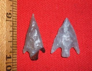 (2) Choice Small Sahara Neolithic Stemmed Points,  Prehistoric African Artifacts photo