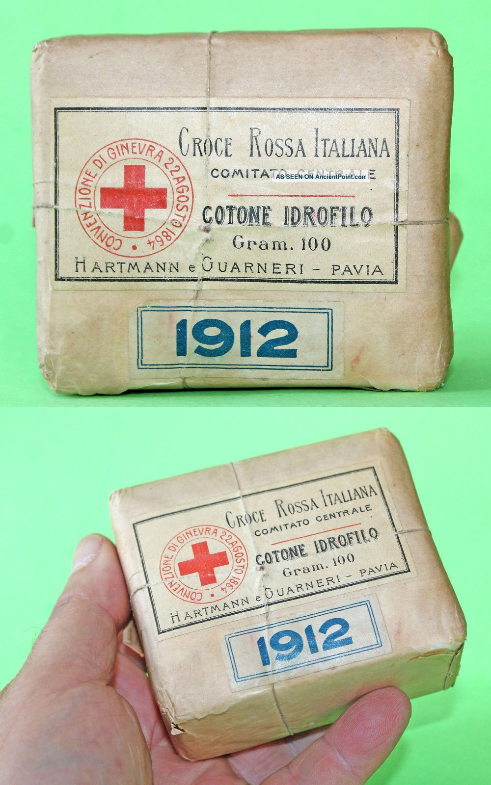 1912 Antique Italian Hartmann & Guarneri Pavia,  Red Cross Bandage Other Medical Antiques photo