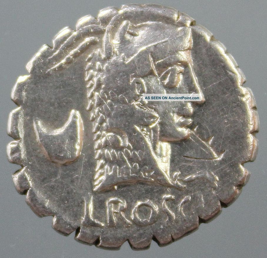 L.  Roscius Fabatus,  Silver Denarius Serratus,  Juno Sospita,  Serpent,  Rome,  59 Bc Roman photo
