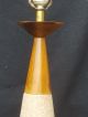 Vintage Mid Century Modern Ceramic Cone Teak Wood Table Lamp Eames Era Mid-Century Modernism photo 3