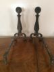 Antique Wrought Cast Iron Fireplace Andirons Fireplaces & Mantels photo 2
