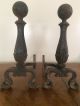 Antique Wrought Cast Iron Fireplace Andirons Fireplaces & Mantels photo 3