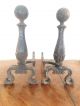 Antique Wrought Cast Iron Fireplace Andirons Fireplaces & Mantels photo 8