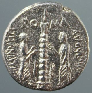 Ti.  Minucius Augurinus,  Silver Denarius,  Ionic Column,  Minted Rome,  134 Bc photo
