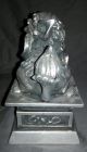 Heavy Silver Resin (?) Fu Foo Dog Lion Guardian Statue W/ Baby Figurines & Statues photo 2