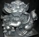Heavy Silver Resin (?) Fu Foo Dog Lion Guardian Statue W/ Baby Figurines & Statues photo 3