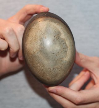 Antique Unusual Australian Emu Egg Carved With A Aboriginal,  Tribal Interest. photo