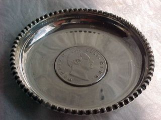 Solid Silver East India Company One Rupee Coin Dish.  1835. photo