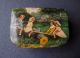Antique Victorian Children Playing Seesaw Lined Celluloid Cardboard Sewing Box Baskets & Boxes photo 10