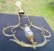 Antique French Brass Gas Ceiling Light Fixture,  Marked S.  F.  Auer.  39 