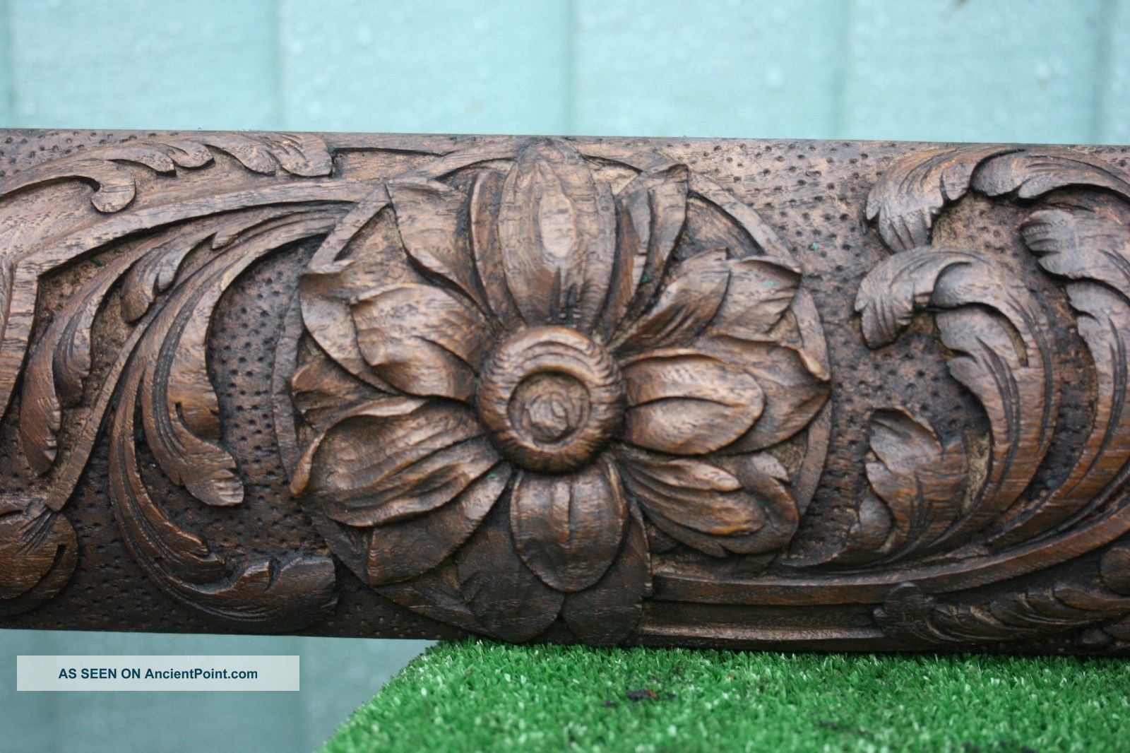Early 19th C.  Gothic Wooden Oak Panel Frieze With Flower Carvings C1820s Other Antique Woodenware photo