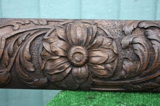 Early 19th C.  Gothic Wooden Oak Panel Frieze With Flower Carvings C1820s photo