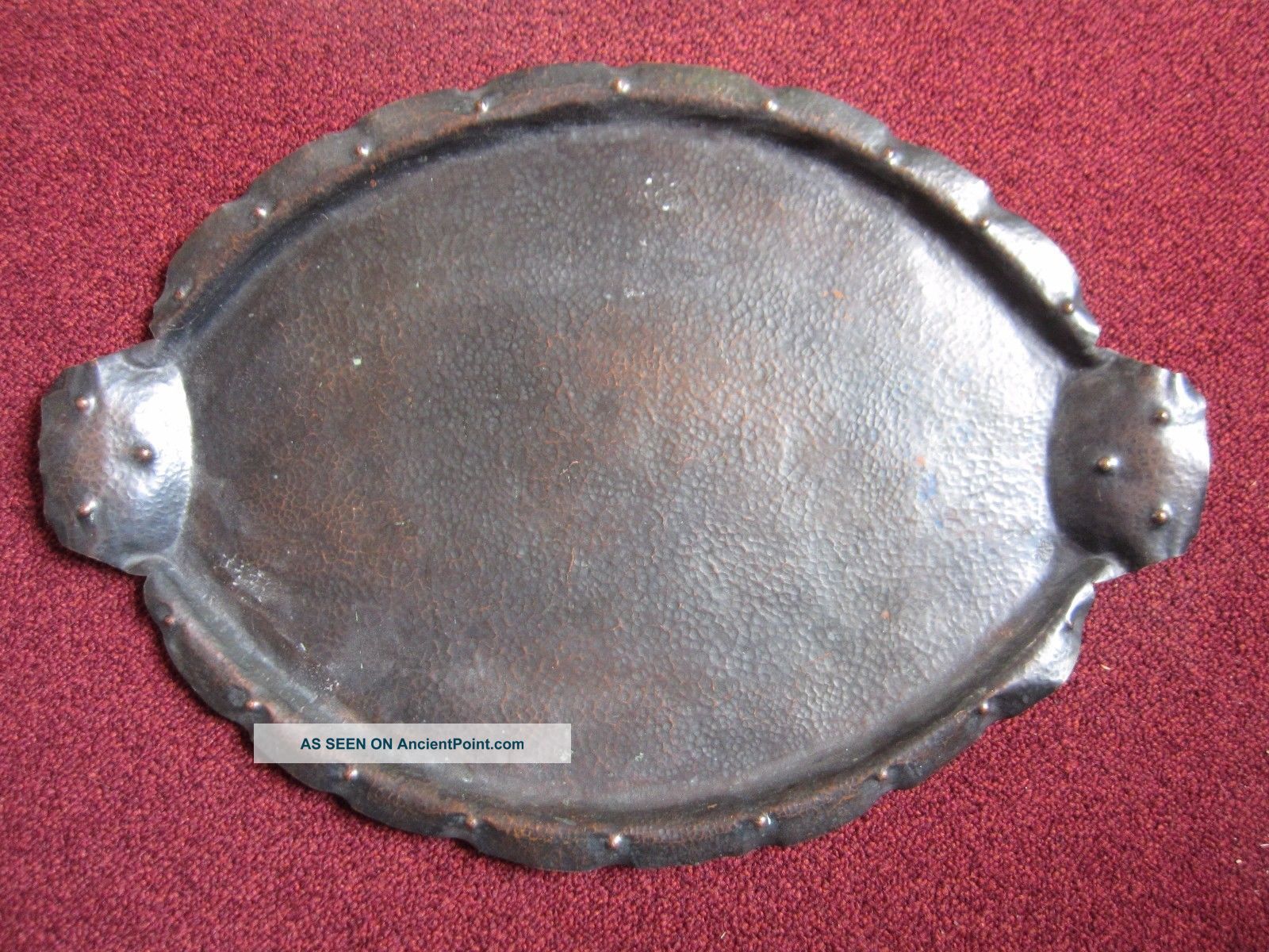 Copper Oval Tray - Handcrafted - Arts & Crafts - Marked Arts & Crafts Movement photo
