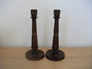 Pair Wooden Candlesticks 1930s Art Deco photo