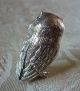 Solid Sterling Silver Tiny Miniature Baby Owl Figure With Glass Eyes Other Antique Sterling Silver photo 1