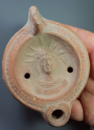 Sungod Sol,  Radiated Bust,  Terracotta Oillamp,  Roman Imperial,  2.  - 3.  Century Ad photo