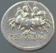 C.  Servilius M.  F. ,  Silver Denarius,  Helmeted Roma,  Dioscuri,  Horses,  136 Bc Roman photo 1