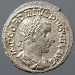 Gordian Iii. ,  Silver Denarius,  Salus,  Serpent,  Snake,  Patera,  Rome,  238 - 244 Ad photo