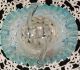 Victorian Art Glass Basket Opalescent Waffle Blue Crimped Edge Raised Flowers, Other Antique Glass photo 2