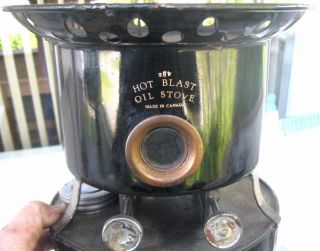 1910 ' S Antique Heater By Gsw Hot Blast Oil Stove Tin Sad Iron Canada Camping photo