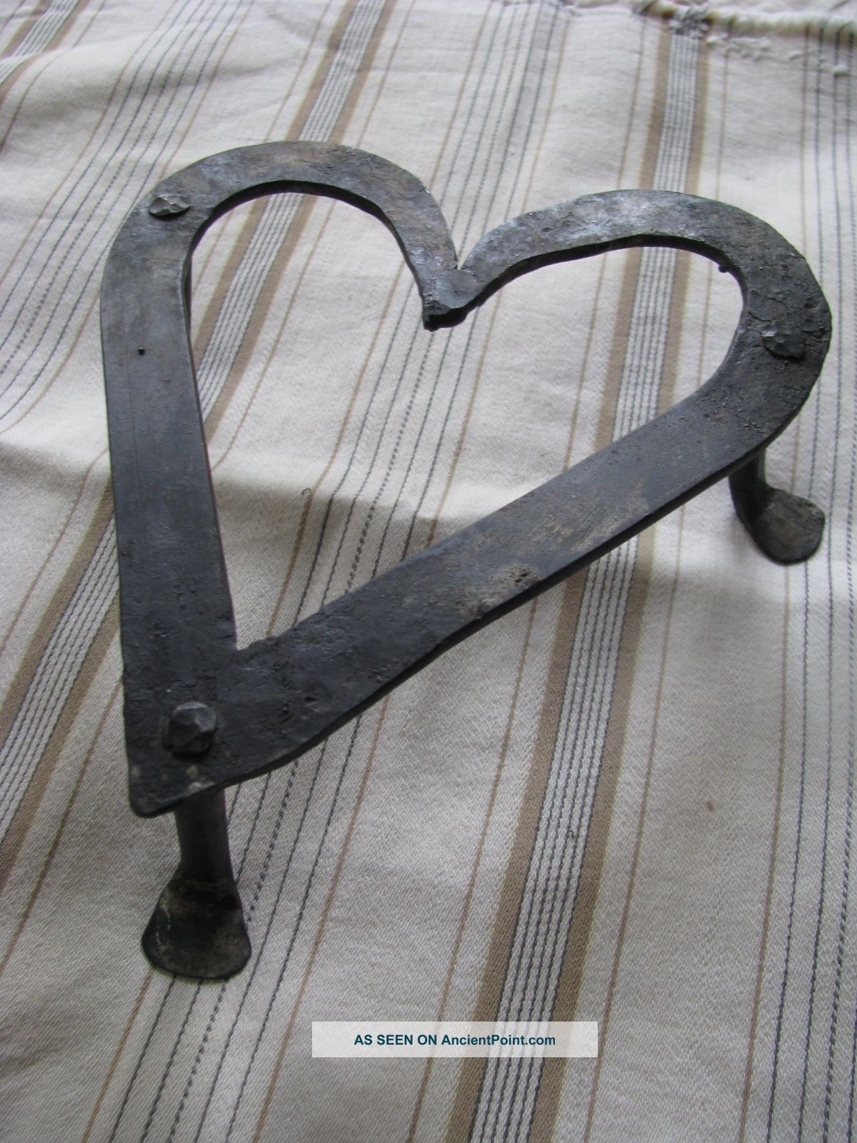 Antique Early 19th C Heart Shaped Footed Trivet American Folk Art Trivets photo