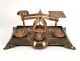Vintage Brass Postal Letter Desk Scale W Nesting Weights English Antique Ornate Scales photo 1