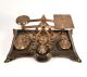 Vintage Brass Postal Letter Desk Scale W Nesting Weights English Antique Ornate Scales photo 2
