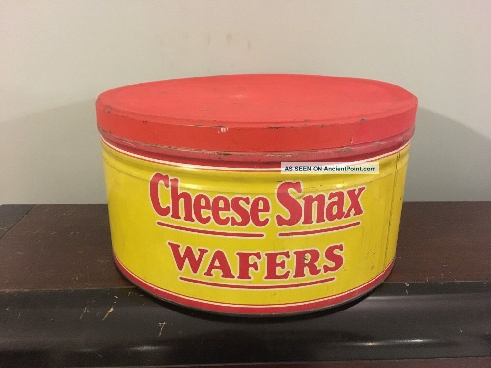 Rare 1920s Vtg Strietmann ' S Pennant Cheese Snax Wafers Tin Litho Advertising Can Other Mercantile Antiques photo